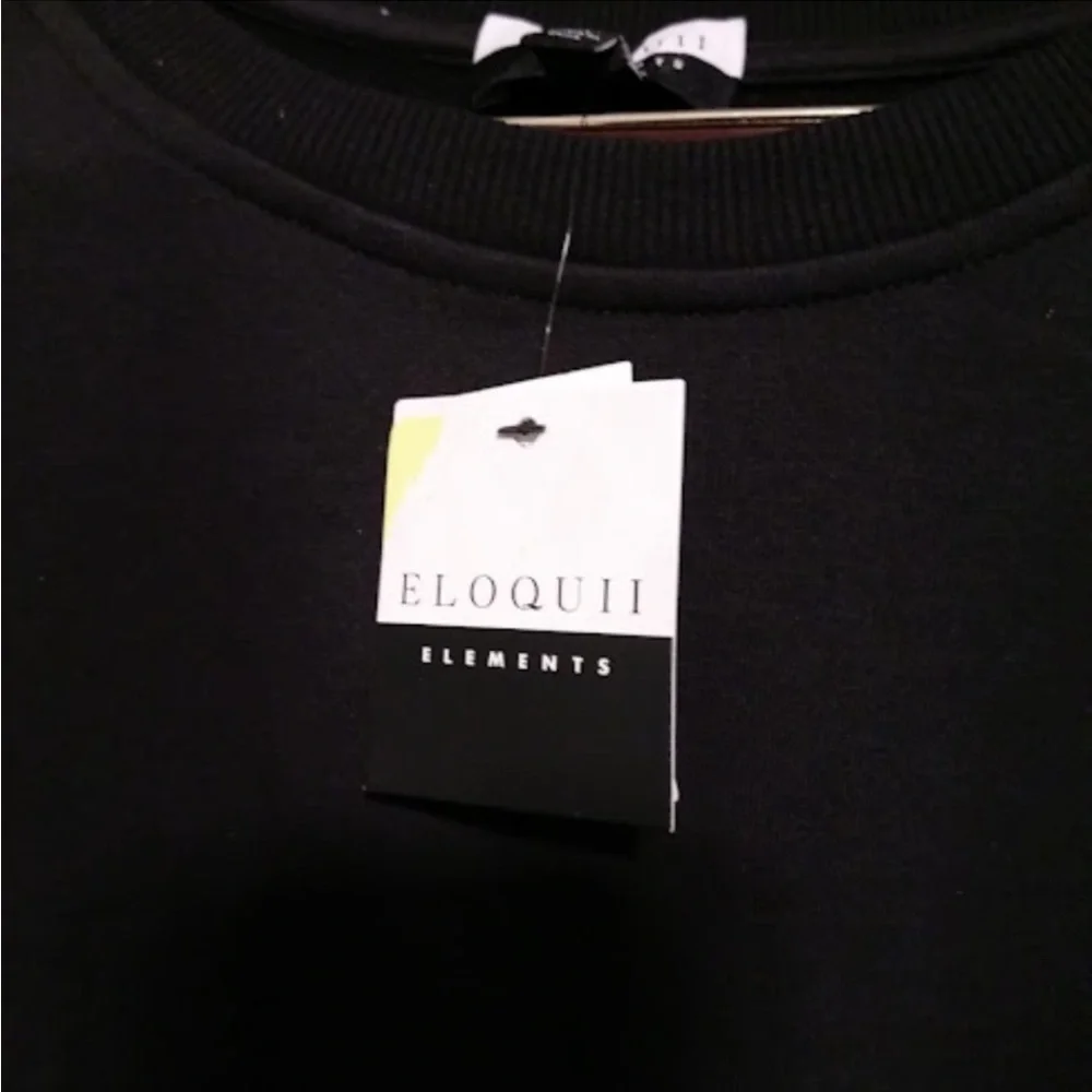 ⛱️ELOQUII Elements - Black Puff Sleeve Belted Sweatshirt Dress - 18